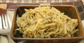 spaghetti squash with basil-walnut cream sauce